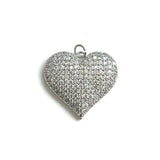 Heart Charm Pendant CZ Paved Plated Metal Jewelry Making