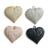 Heart Charm Pendant CZ Paved Plated Metal Jewelry Making