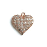 Heart Charm Pendant CZ Paved Plated Metal Jewelry Making
