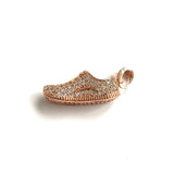5Pcs CZ Paved Sneaker Pendant Bling Charms for Jewelry Making