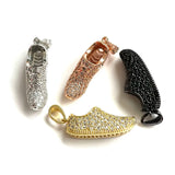 5Pcs CZ Paved Sneaker Pendant Bling Charms for Jewelry Making
