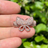 5Pcs CZ Paved Tubes Bars w/ Butterfly for Bracelets Necklace