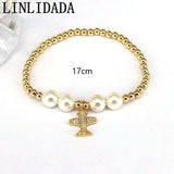 Cz Cross Airplane Love Pendant Bracelet Bead Chain Women Party Jewelry