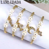 Cz Cross Airplane Love Pendant Bracelet Bead Chain Women Party Jewelry