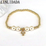 Cz Cross Airplane Love Pendant Bracelet Bead Chain Women Party Jewelry