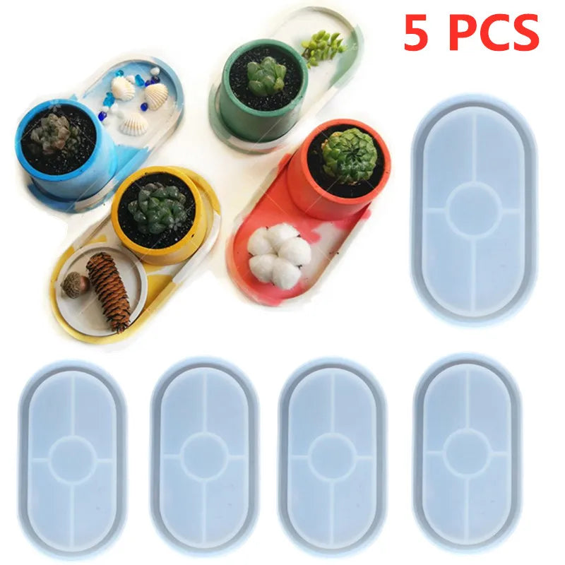 5Pcs DIY Ashtray Mold Square Cup Silicone Jewelry Making Mould Oval Epoxy
