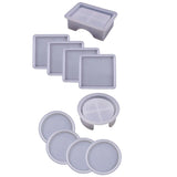 5Pcs DIY Crystal Epoxy Resin Mold Coaster Storage Box Set Home Decoration