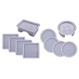 5Pcs DIY Crystal Epoxy Resin Mold Coaster Storage Box Set Home Decoration
