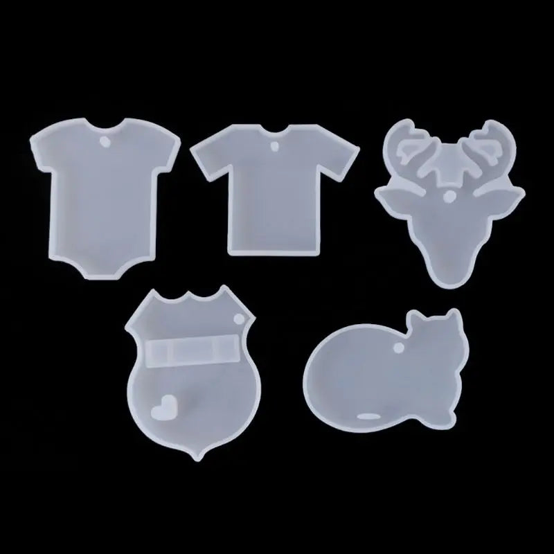 5Pcs DIY T-shirts Elk Deer Cat Pendant Resin Mold Tool