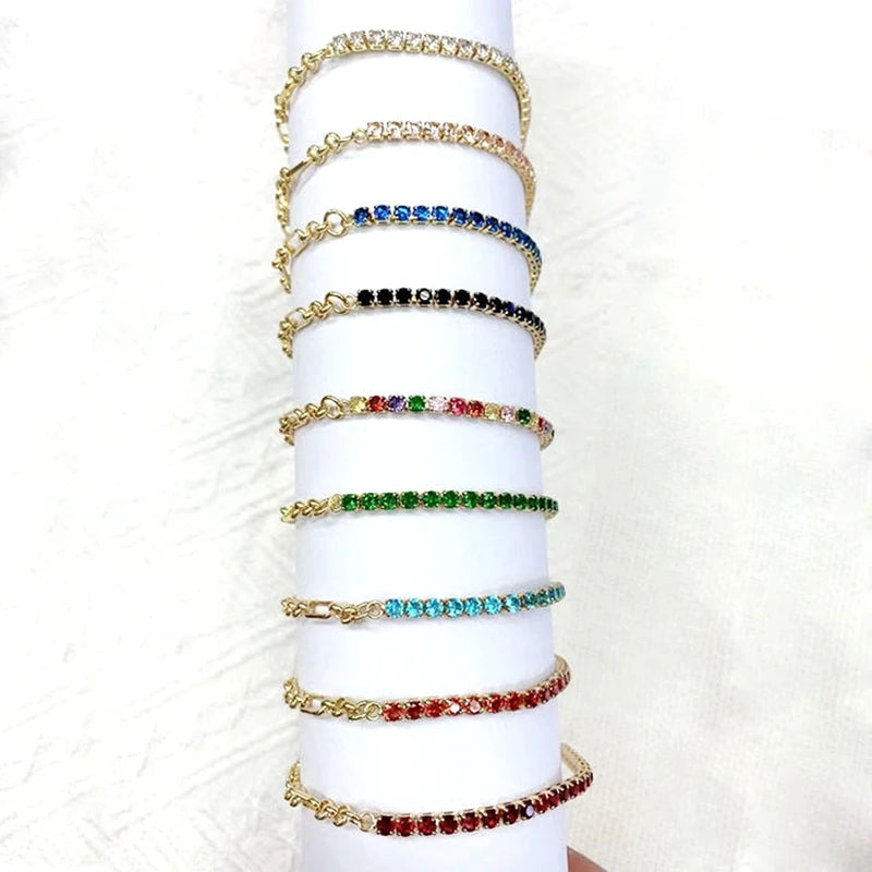 5Pcs CZ Adjustable Tennis Bracelets Half Zircon Chain Dainty Cubic Zirconia