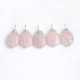 5Pcs Rose Quartz Stone Pendants Tree Of Life Charm Gemstone Jewelry Gift