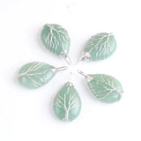 5Pcs Aventurine Tree Of Life Pendant Wire Wrapped Natural Gemstone
