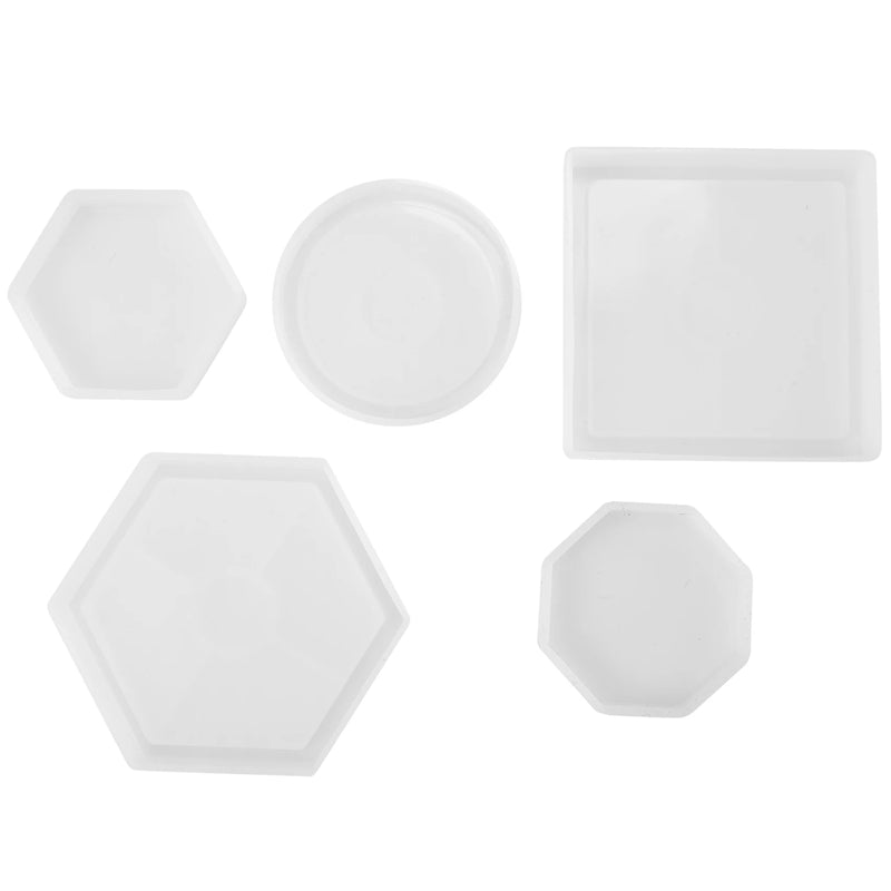 5Pcs DIY Coaster Silicone Mold for Resin, Concrete, Cement