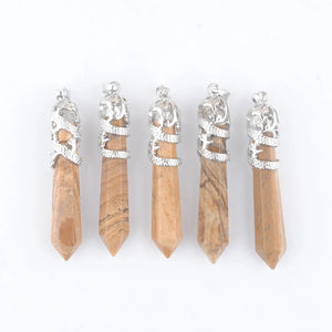 5Pcs Dragon Tribe Natural Stone Pendant Alloy Charms Women Man Jewelry