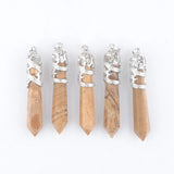 5Pcs Dragon Tribe Natural Stone Pendant Alloy Charms Women Man Jewelry
