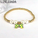 5pcs Colorful Shell Bracelet with Enamel Bow Charm