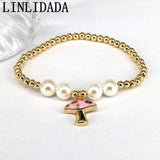 5pcs Colorful Shell Bracelet with Enamel Bow Charm