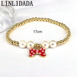 5pcs Colorful Shell Bracelet with Enamel Bow Charm