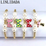 5pcs Colorful Shell Bracelet with Enamel Bow Charm