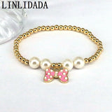 5pcs Colorful Shell Bracelet with Enamel Bow Charm