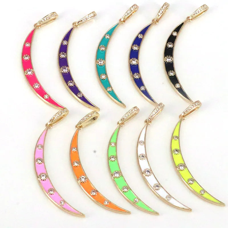 5Pcs Colorful Crescent Moon Charms Dainty Pendants Diy Jewelry Accessory