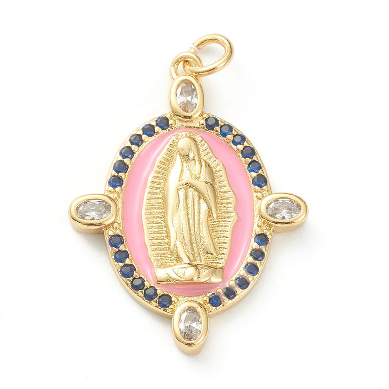 5Pcs Oval Saint Charms Pendants for DIY Jewelry