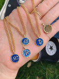 Enamel Round 12 Constellation Charm Pendant Necklace Chain Choker for Women