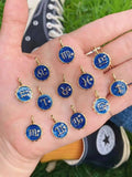 Enamel Round 12 Constellation Charm Pendant Necklace Chain Choker for Women