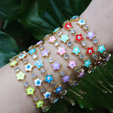Colorful Enamel Star Bracelet with Zircon Eye Charm
