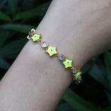 Colorful Enamel Star Bracelet with Zircon Eye Charm
