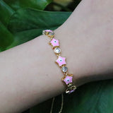 Colorful Enamel Star Bracelet with Zircon Eye Charm