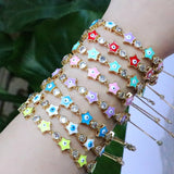 Colorful Enamel Star Bracelet with Zircon Eye Charm