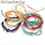 5Pcs Evil Eye Bead Bracelet, Crystal Glass Lucky Eyes Jewelry