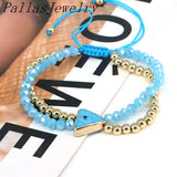 5Pcs Evil Eye Bead Bracelet, Crystal Glass Lucky Eyes Jewelry