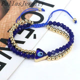 5Pcs Evil Eye Bead Bracelet, Crystal Glass Lucky Eyes Jewelry
