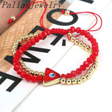 5Pcs Evil Eye Bead Bracelet, Crystal Glass Lucky Eyes Jewelry