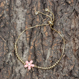 Zircon Little Pink Flower Bracelet for Women, Romantic Party Jewelry