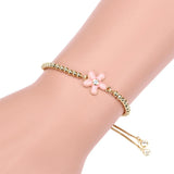 Zircon Little Pink Flower Bracelet for Women, Romantic Party Jewelry
