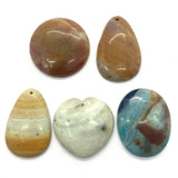 5Pcs Moon Shape Colored Agate Pendant for DIY Jewelry