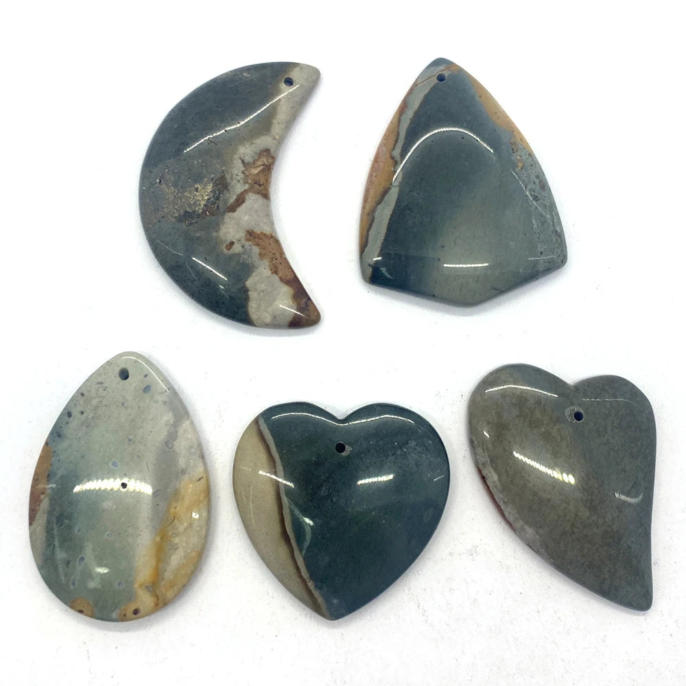5Pcs Moon Shape Colored Agate Pendant for DIY Jewelry