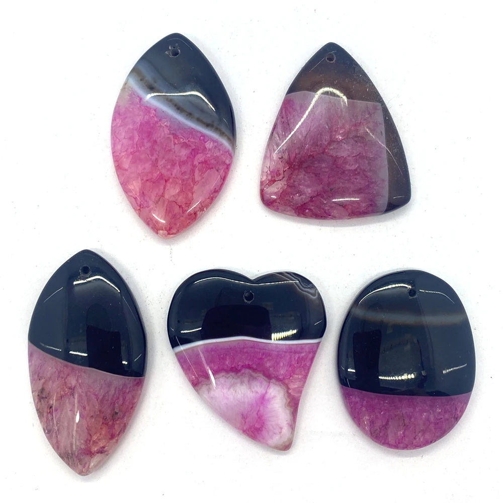 5Pcs Moon Shape Colored Agate Pendant for DIY Jewelry