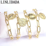 Adjustable Link Chain Jesus Religious CZ Charm Bracelet Women Men Jewelry