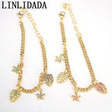 5Pcs CZ Micro Pave Charms Chain Link Bracelets