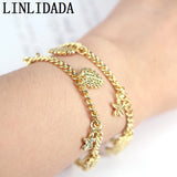 5Pcs CZ Micro Pave Charms Chain Link Bracelets