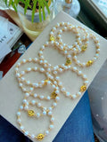5Pcs Brass Smiley Beads Bracelet Freshwater Pearl Smile Charm Elastic