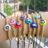 Colorful Acrylic Eye Heart Charm Lucky Bracelet Rope Bracelet Amulet Jewelry