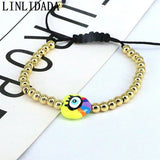 Colorful Acrylic Eye Heart Charm Lucky Bracelet Rope Bracelet Amulet Jewelry
