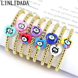 Colorful Acrylic Eye Heart Charm Lucky Bracelet Rope Bracelet Amulet Jewelry