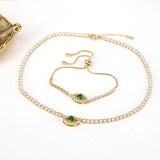5Pcs Eye Tennis Chain Choker Set, Zircon Necklace Bracelet for Women