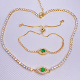 5Pcs Eye Tennis Chain Choker Set, Zircon Necklace Bracelet for Women